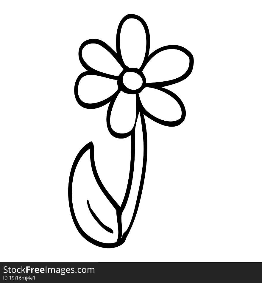 line drawing cartoon single flower