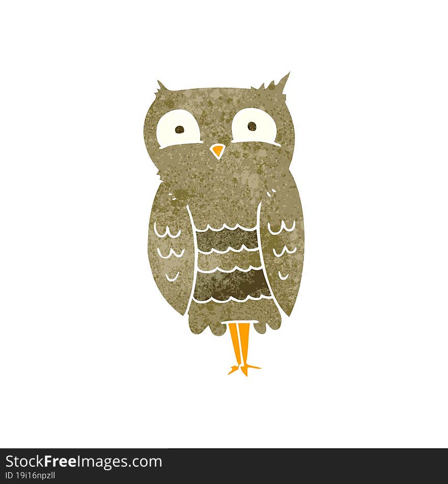 freehand retro cartoon owl