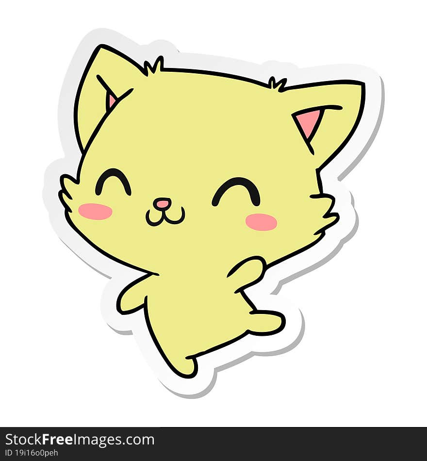 sticker cartoon illustration of cute kawaii cat. sticker cartoon illustration of cute kawaii cat