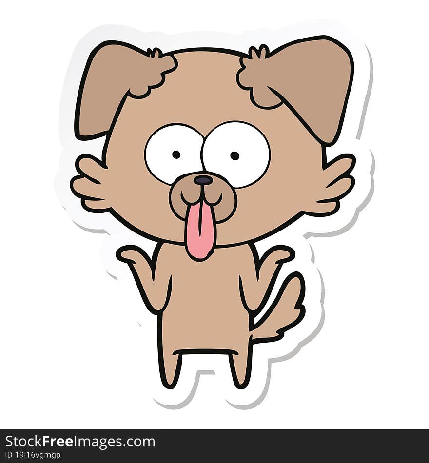 sticker of a cartoon dog with tongue sticking out