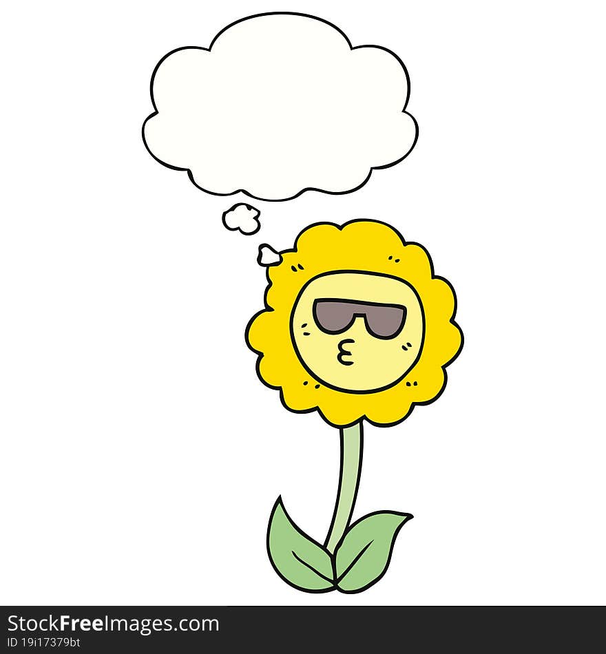 cartoon flower and thought bubble