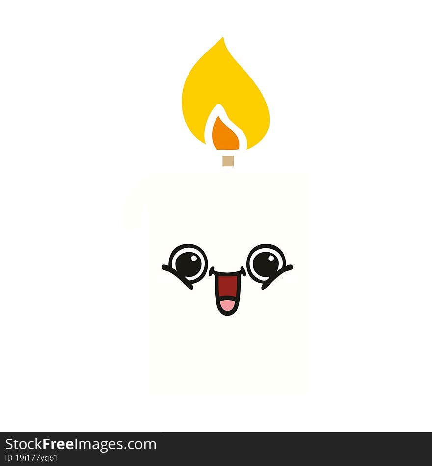 flat color retro cartoon of a lit candle