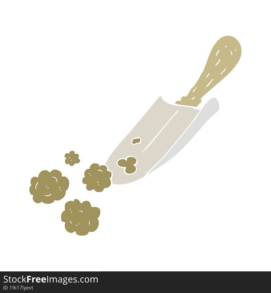 Flat Color Illustration Of A Cartoon Shovel