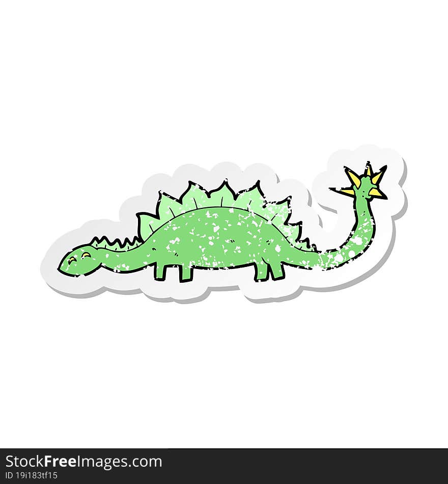 retro distressed sticker of a cartoon dinoaur