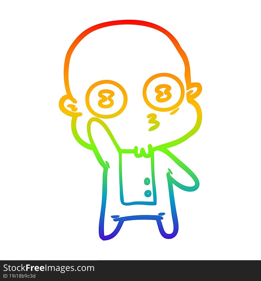 rainbow gradient line drawing waving weird bald spaceman