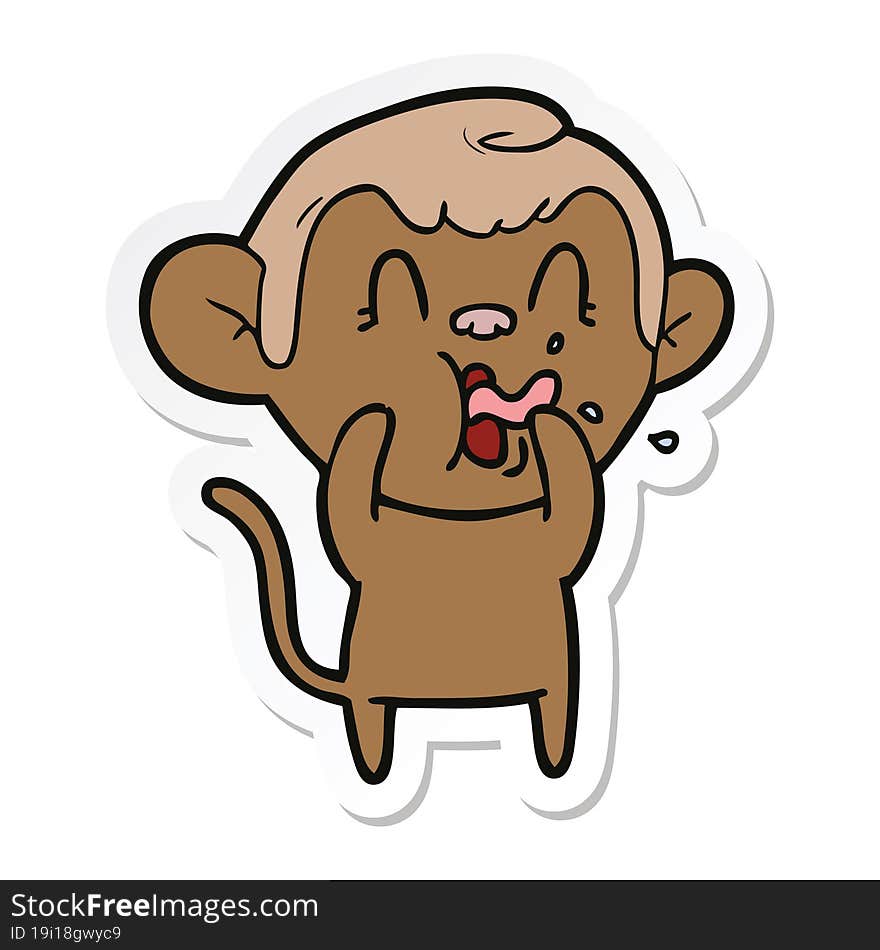 sticker of a crazy cartoon monkey