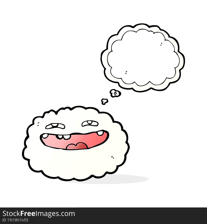 happy cartoon cloud with thought bubble