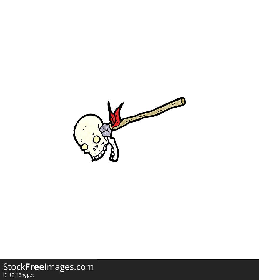 cartoon tribal spear with skull