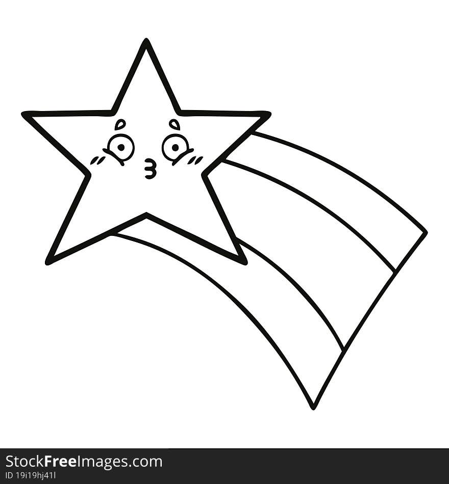 line drawing cartoon shooting rainbow star