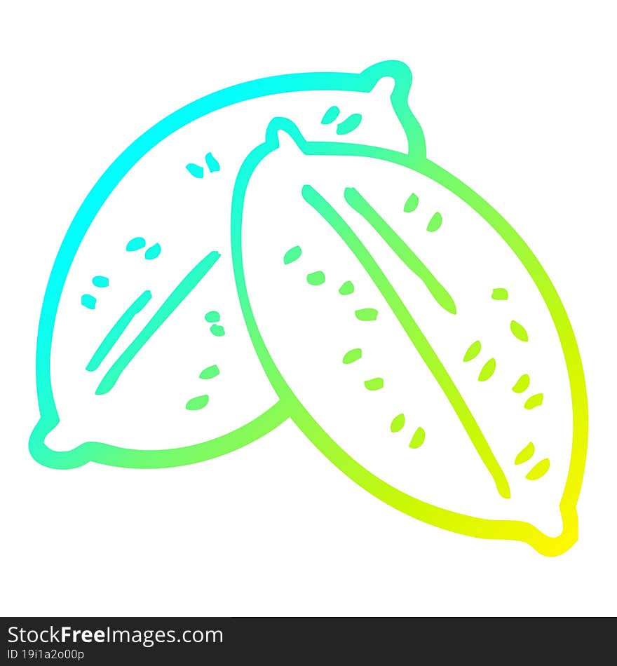 Cold Gradient Line Drawing Cartoon Leaf