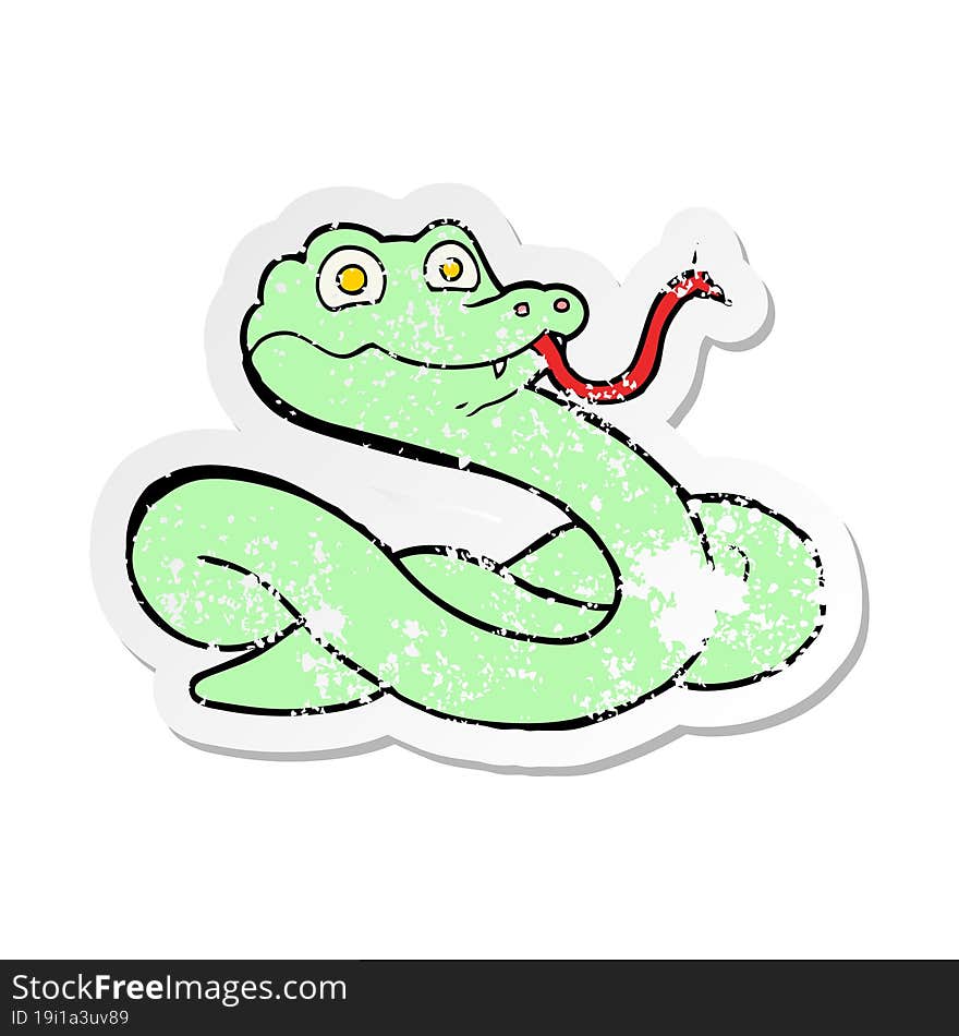 distressed sticker of a cartoon snake