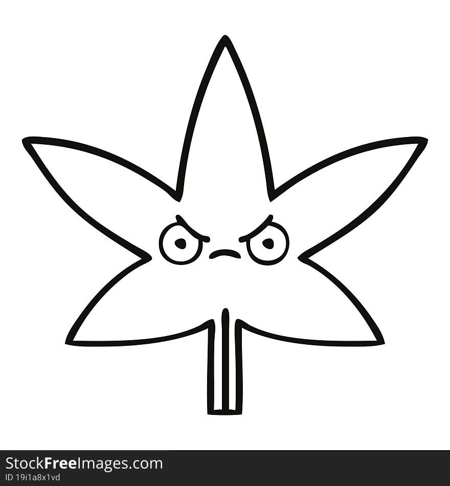 line drawing cartoon marijuana leaf