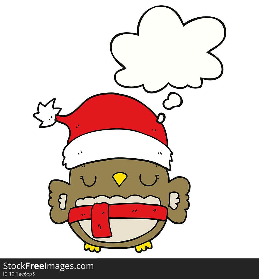 Cute Christmas Owl And Thought Bubble