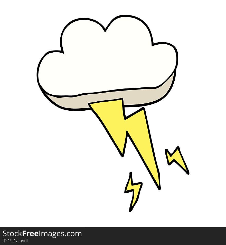 cartoon doodle thundercloud and lightning