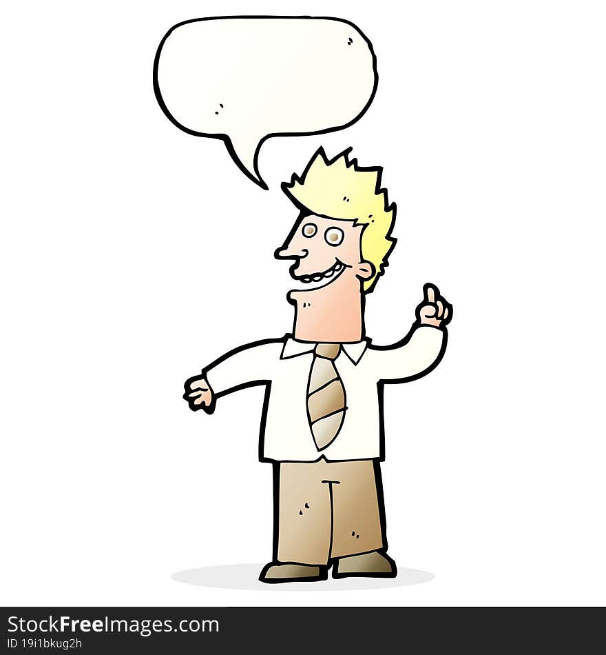 cartoon man with good idea with speech bubble