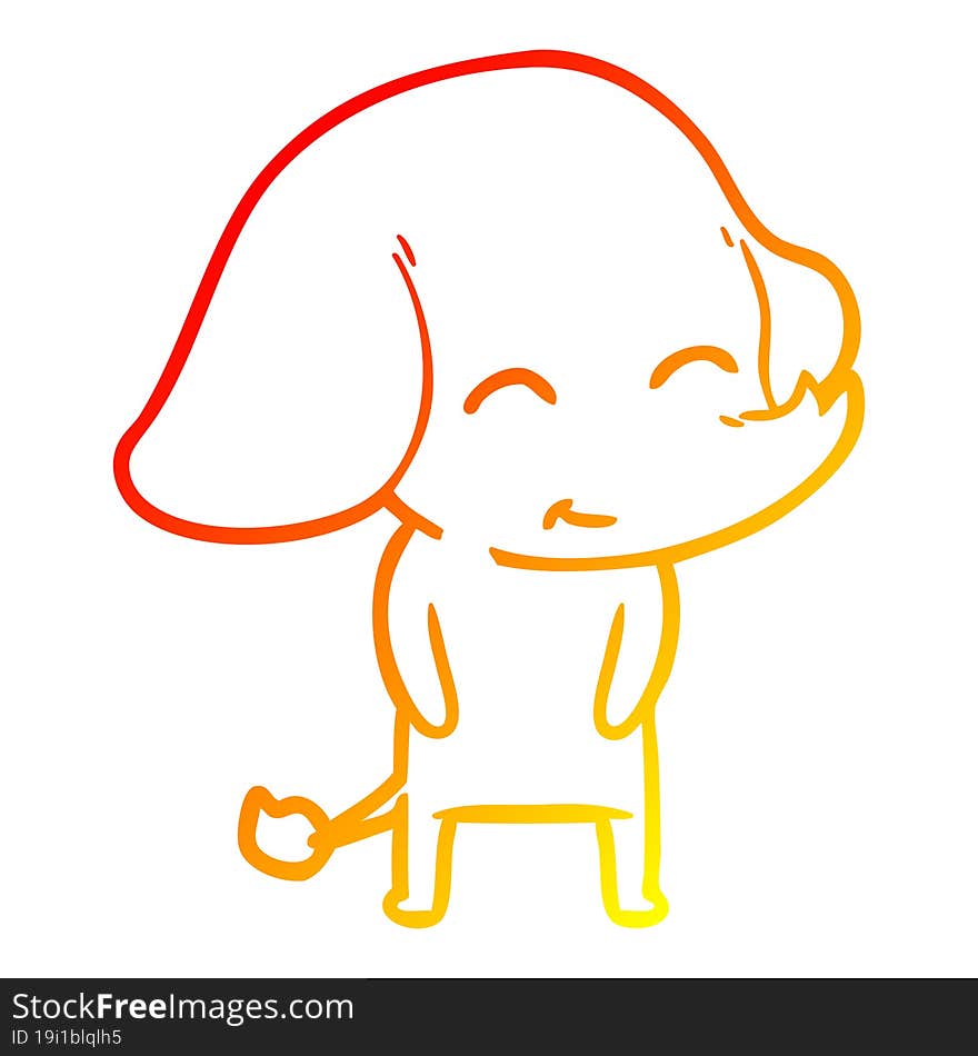 warm gradient line drawing cute cartoon elephant