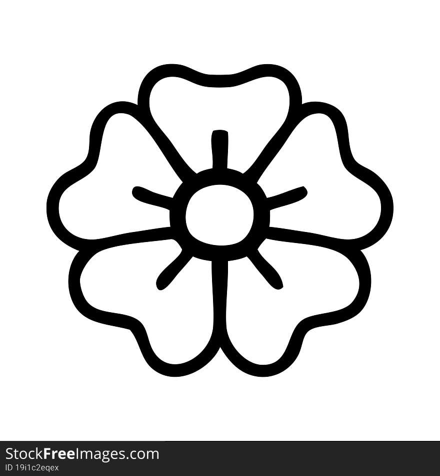 black line tattoo of a flower