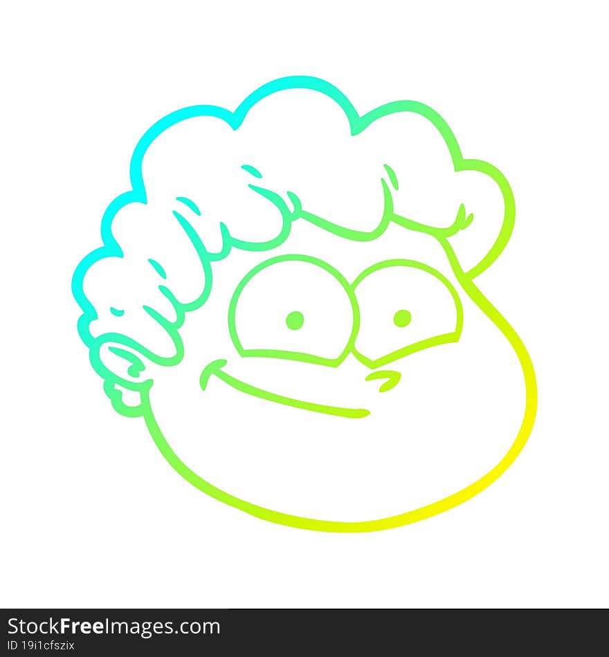 cold gradient line drawing cartoon male face