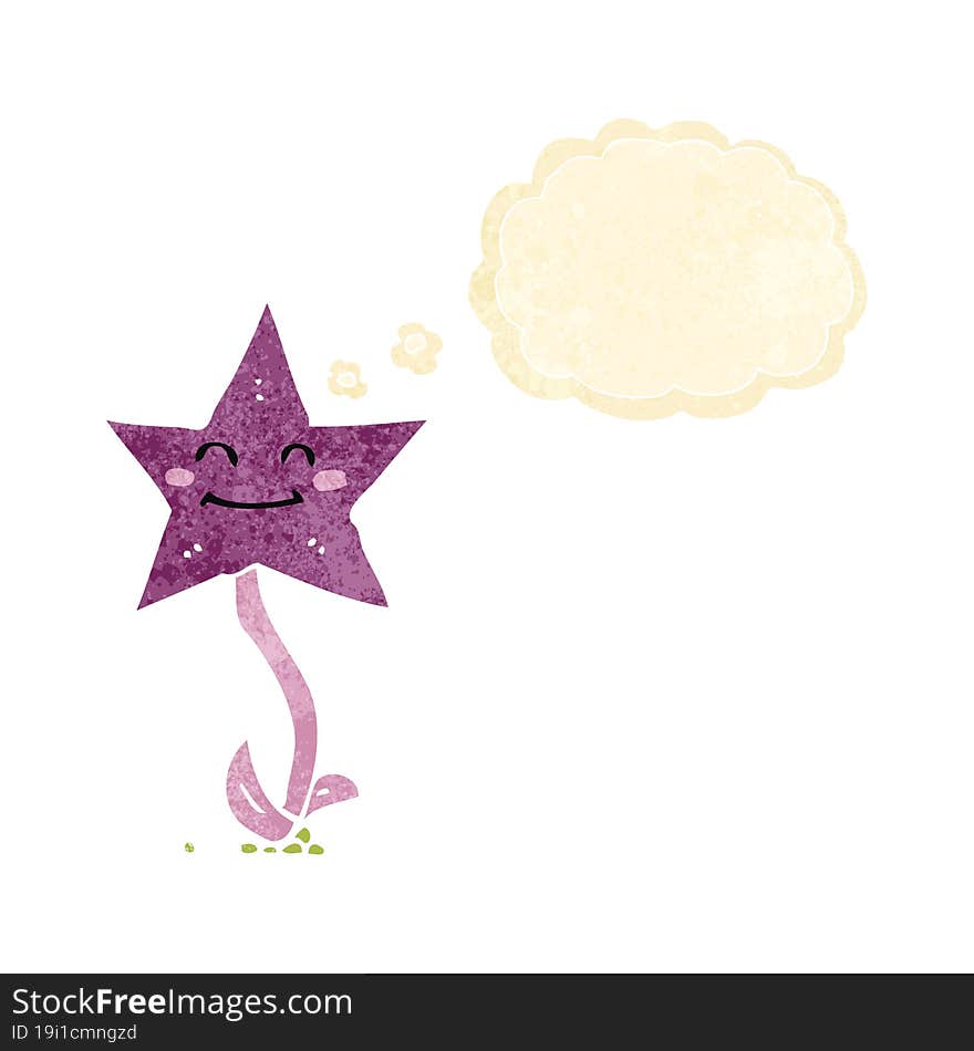 cartoon star flower with thought bubble