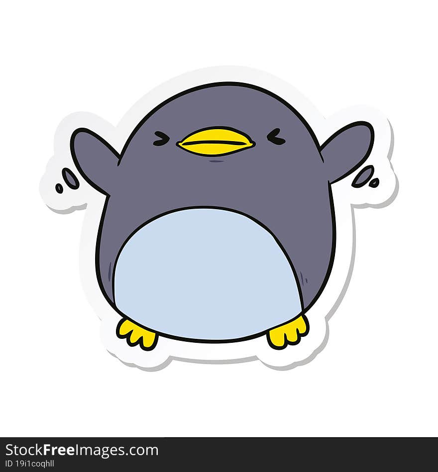 sticker of a cute cartoon flapping penguin