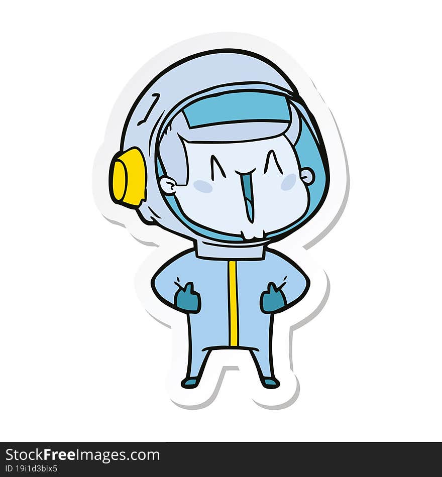 Sticker Of A Happy Cartoon Astronaut