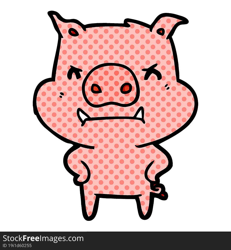 angry cartoon pig. angry cartoon pig