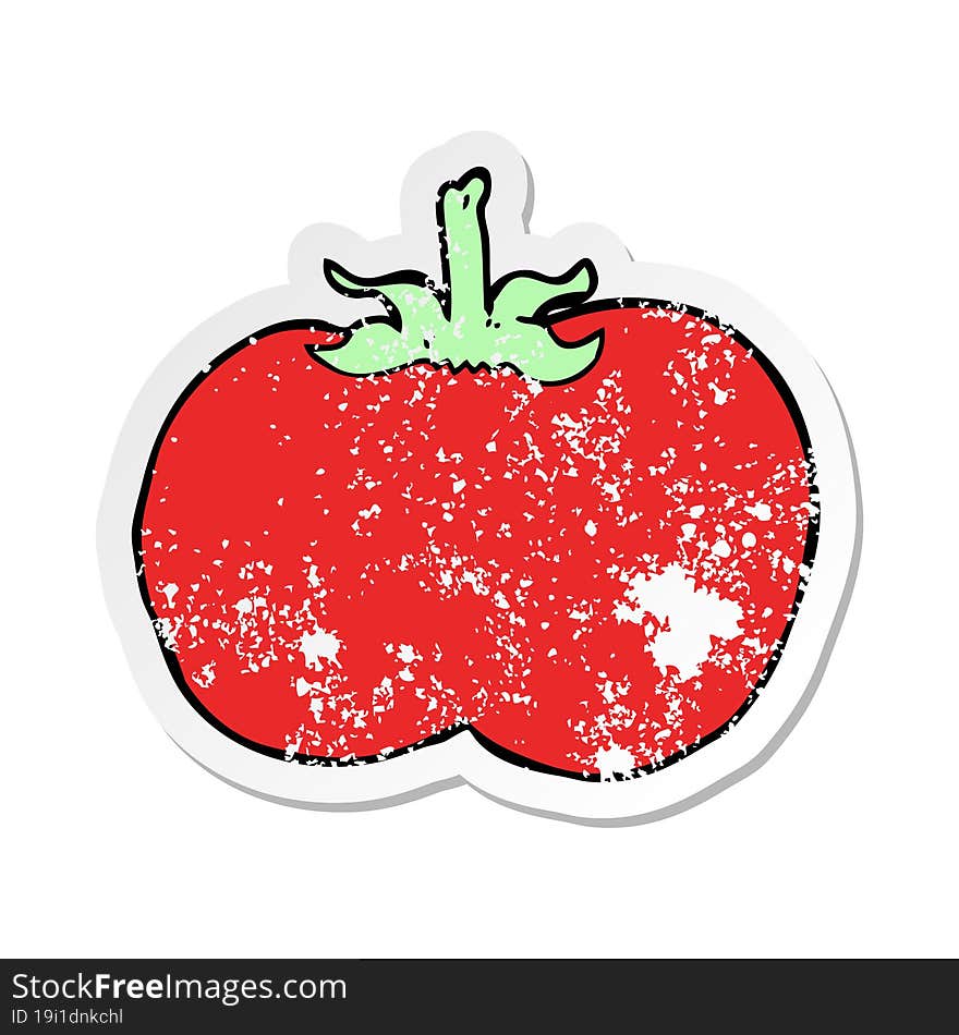 Distressed Sticker Of A Cartoon Tomato