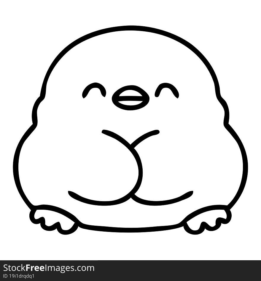 line doodle of a cute baby bird. line doodle of a cute baby bird