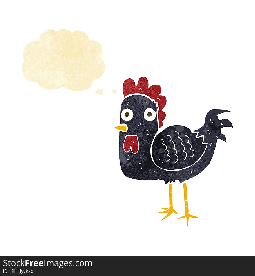 cartoon chicken with thought bubble