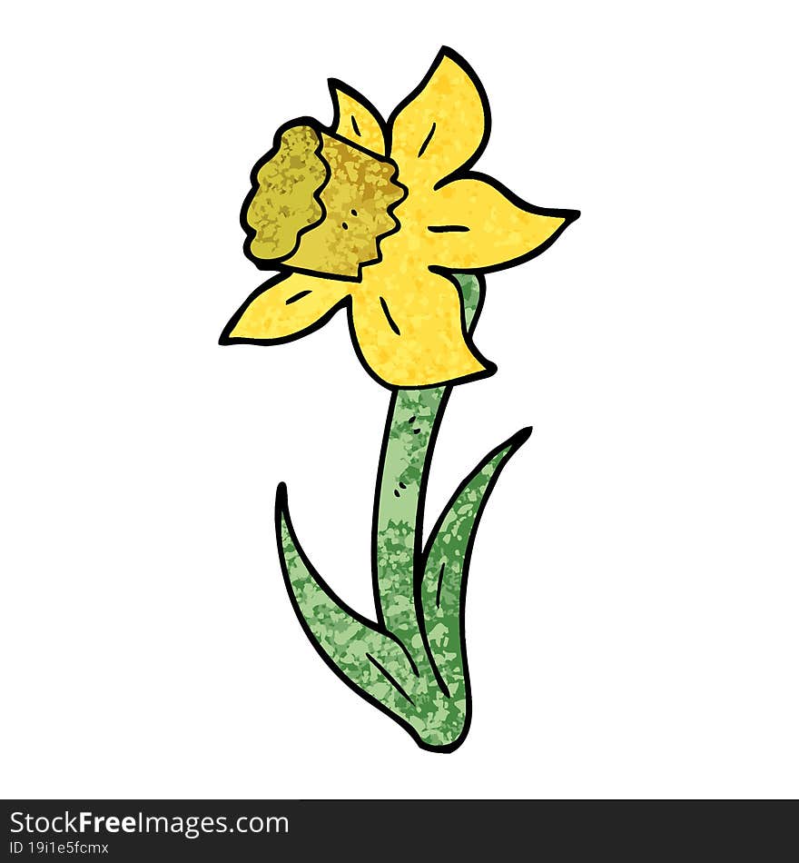 Grunge Textured Illustration Cartoon Daffodil