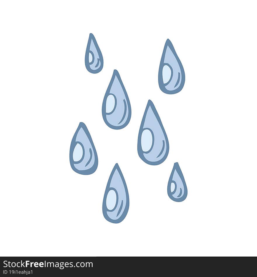 flat color illustration of a cartoon raindrops