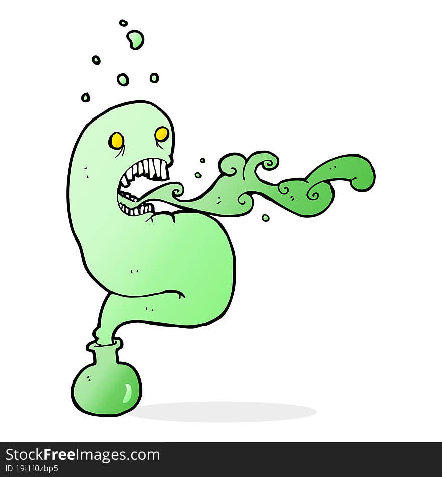 cartoon ghost in bottle