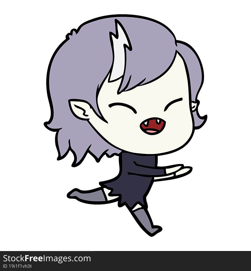 cartoon laughing vampire girl running. cartoon laughing vampire girl running