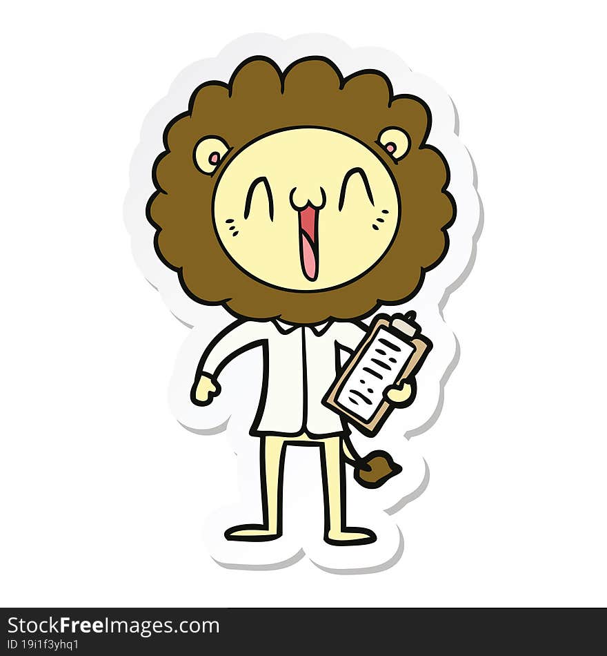 sticker of a happy cartoon lion