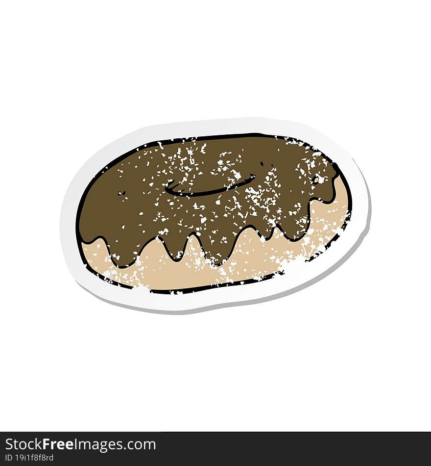 retro distressed sticker of a cartoon donut