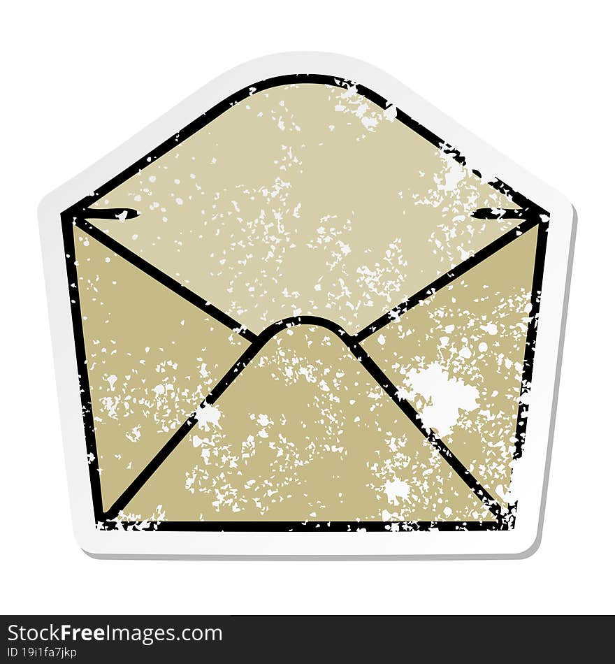 Distressed Sticker Of A Quirky Hand Drawn Cartoon Envelope