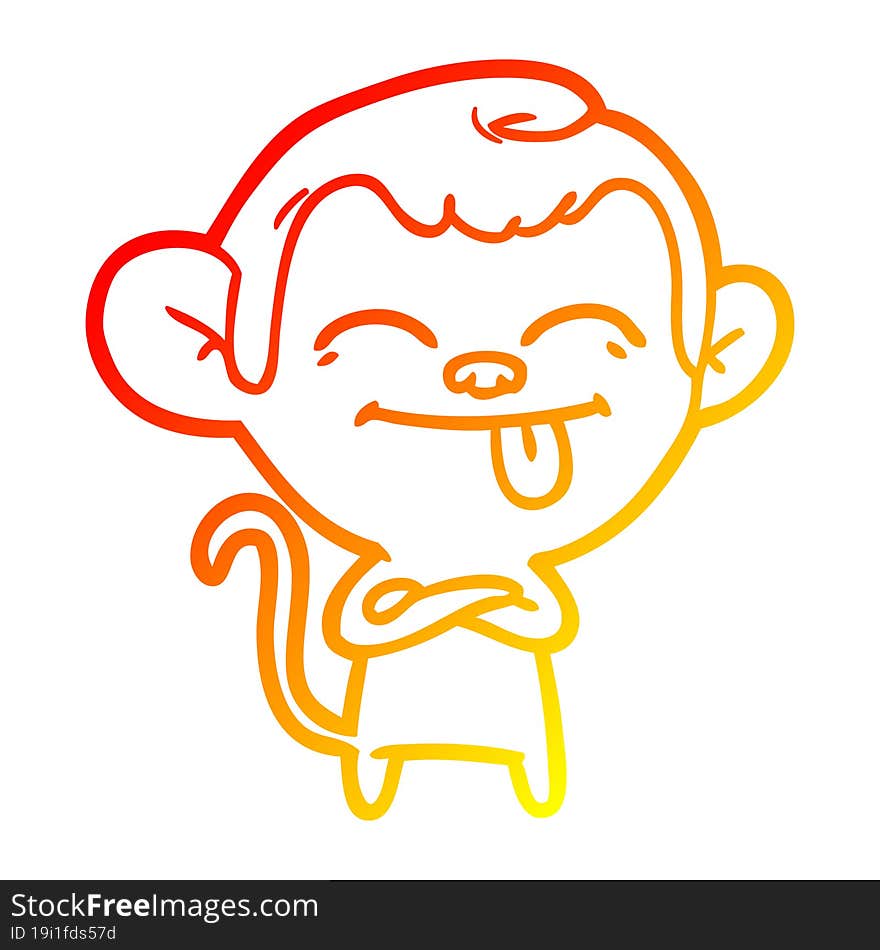 warm gradient line drawing funny cartoon monkey