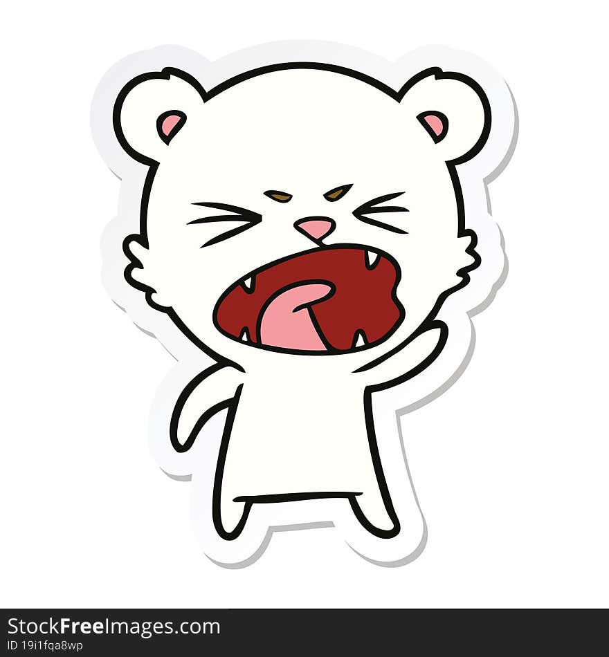 sticker of a angry cartoon polar bear