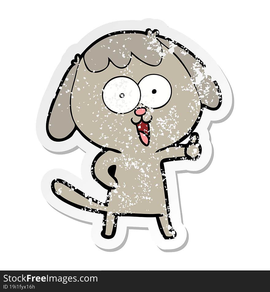 distressed sticker of a cute cartoon dog