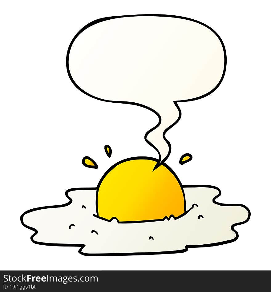 cartoon fried egg and speech bubble in smooth gradient style