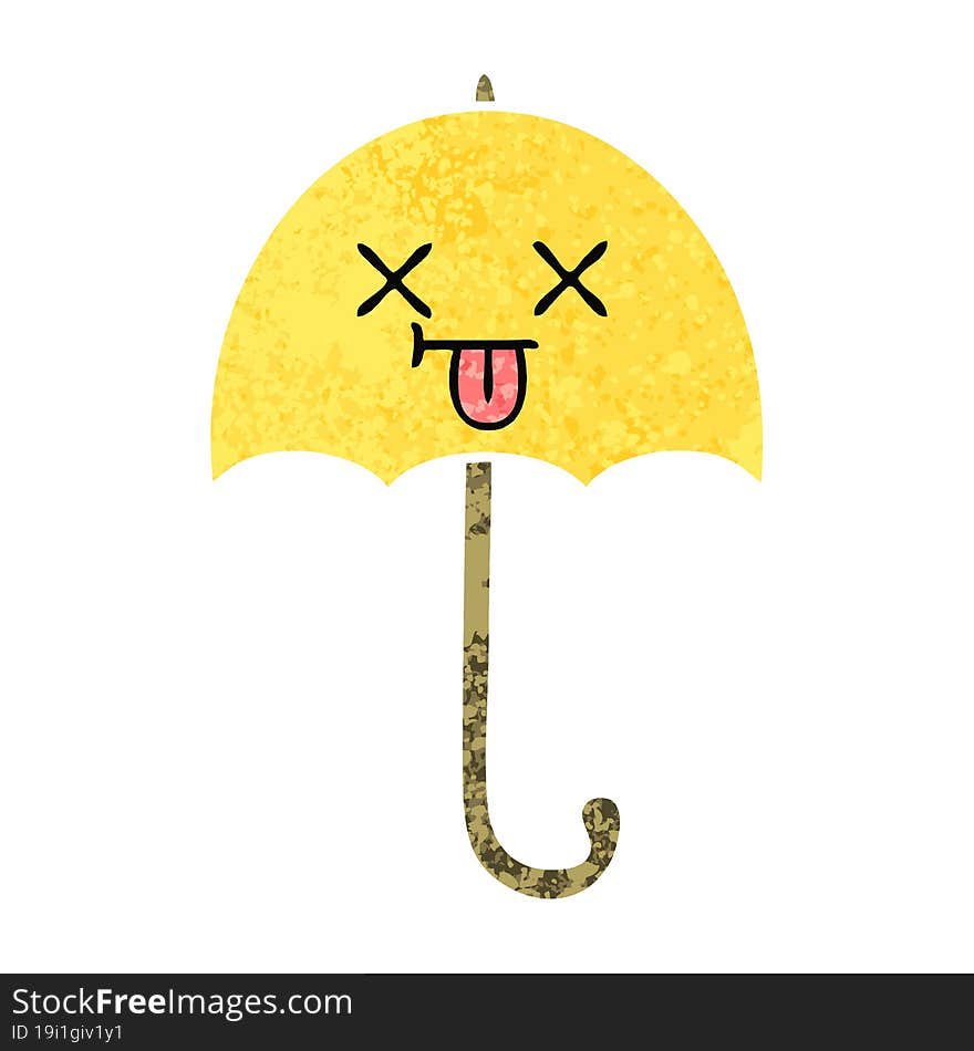 Retro Illustration Style Cartoon Umbrella