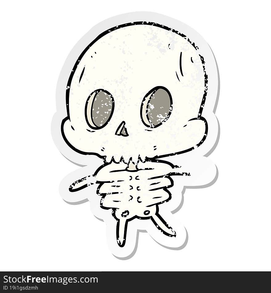 distressed sticker of a cartoon skeleton