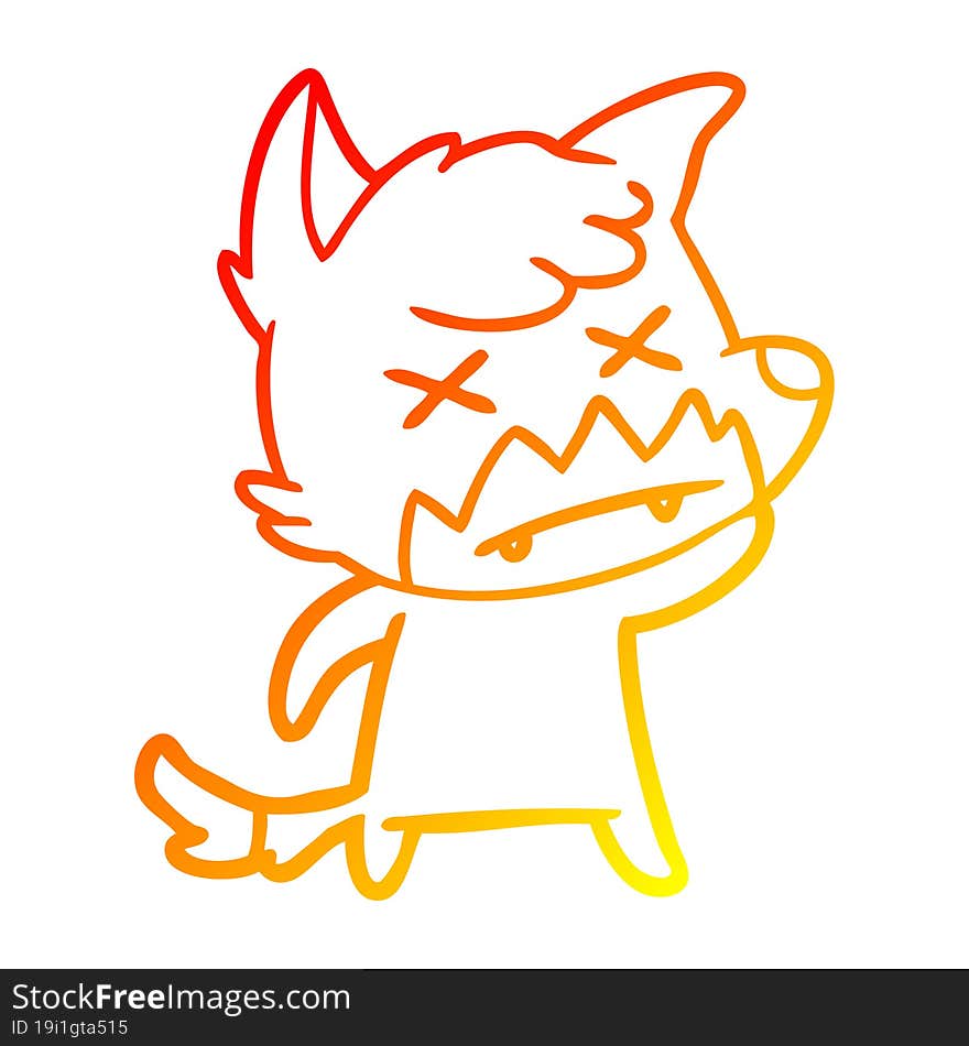 warm gradient line drawing cartoon dead fox