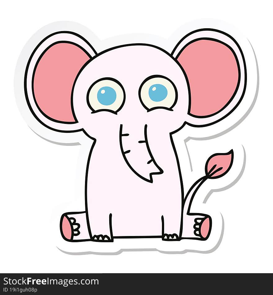 sticker of a quirky hand drawn cartoon elephant