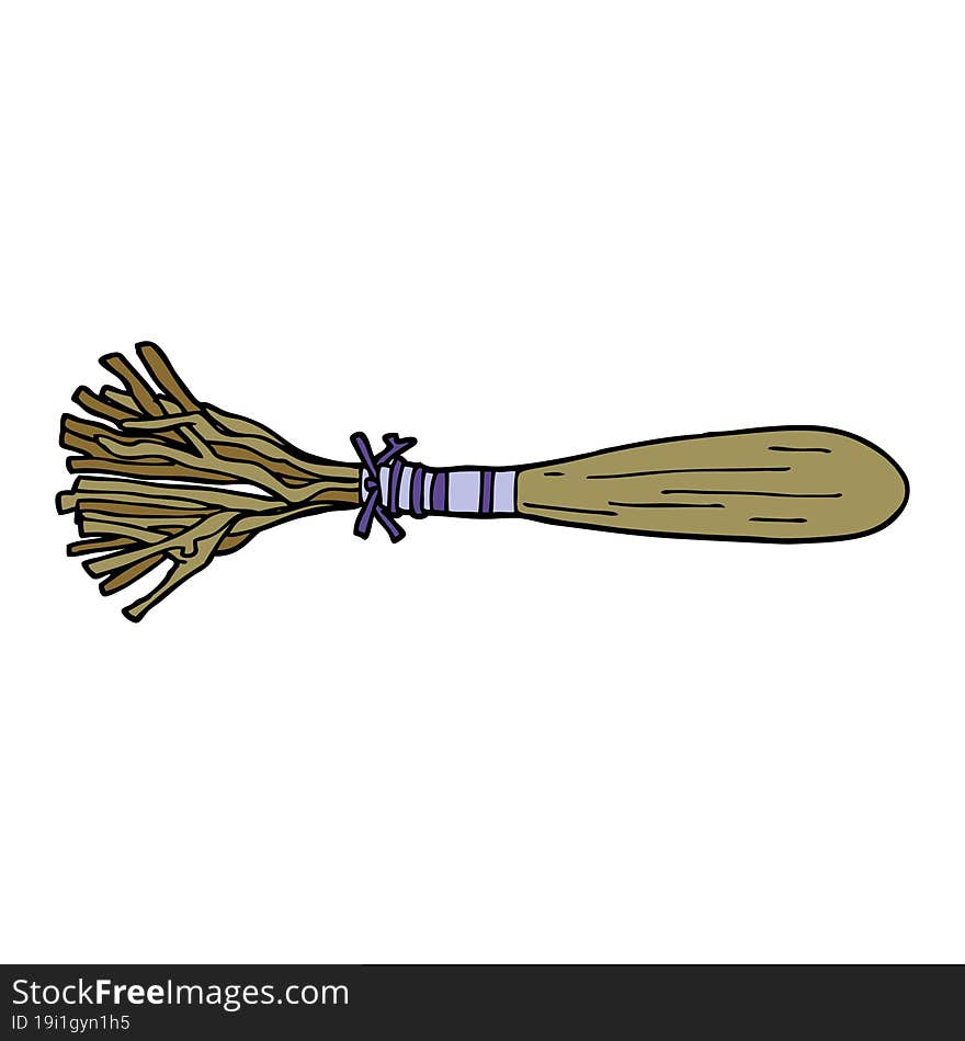 cartoon doodle magic broom