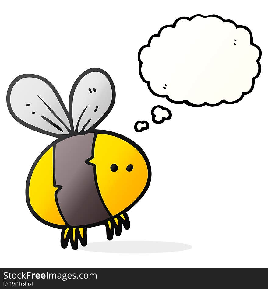 freehand drawn thought bubble cartoon bee