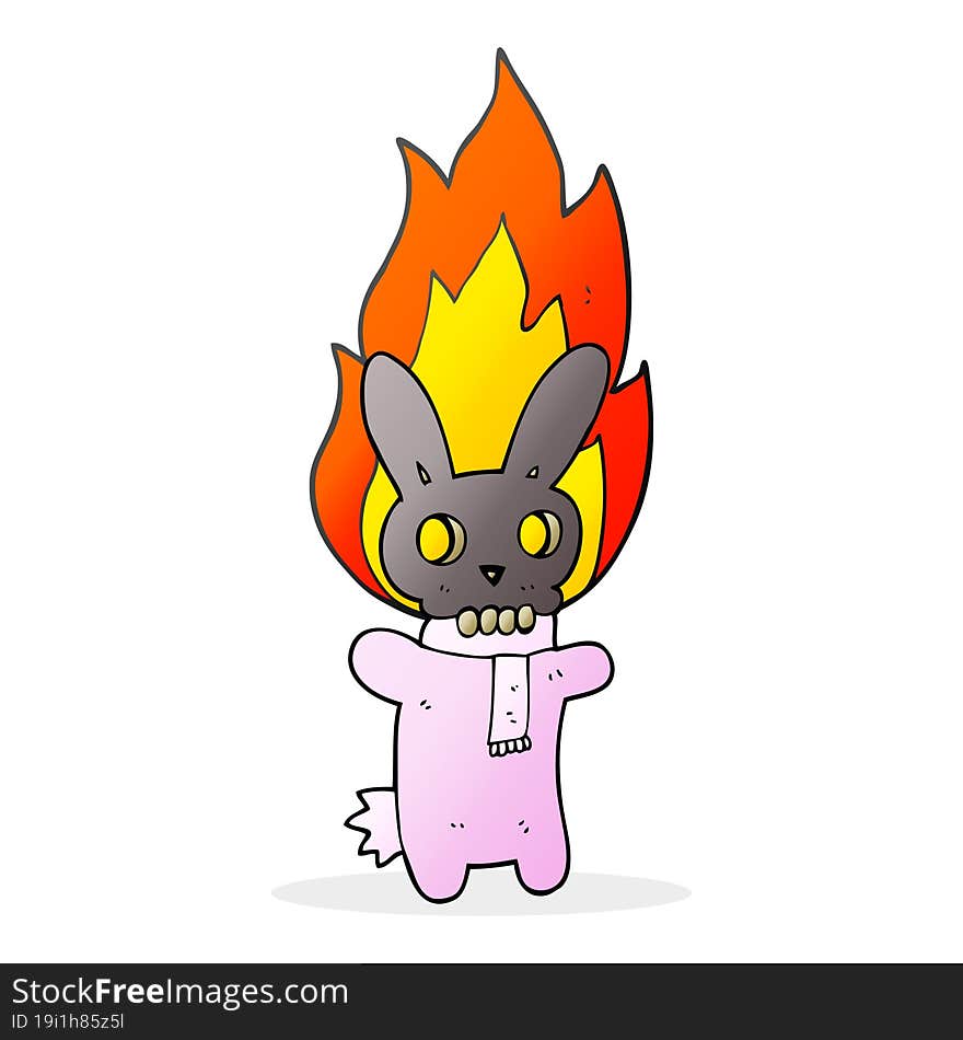 cartoon flaming skull rabbit