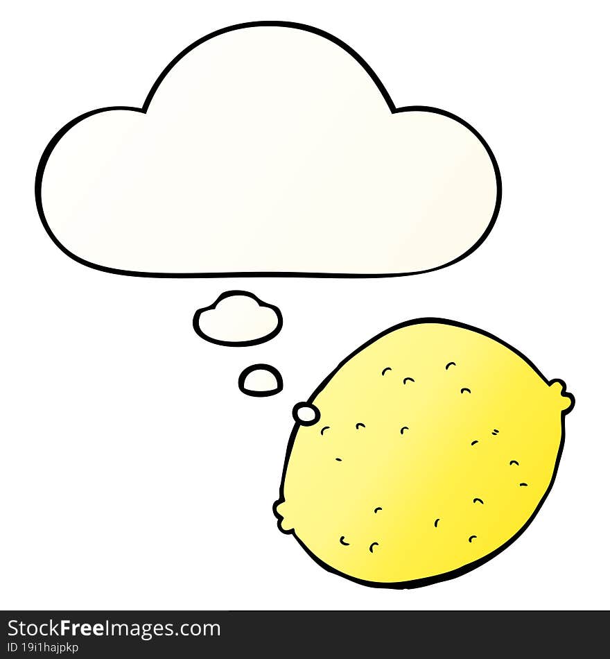 cartoon lemon and thought bubble in smooth gradient style