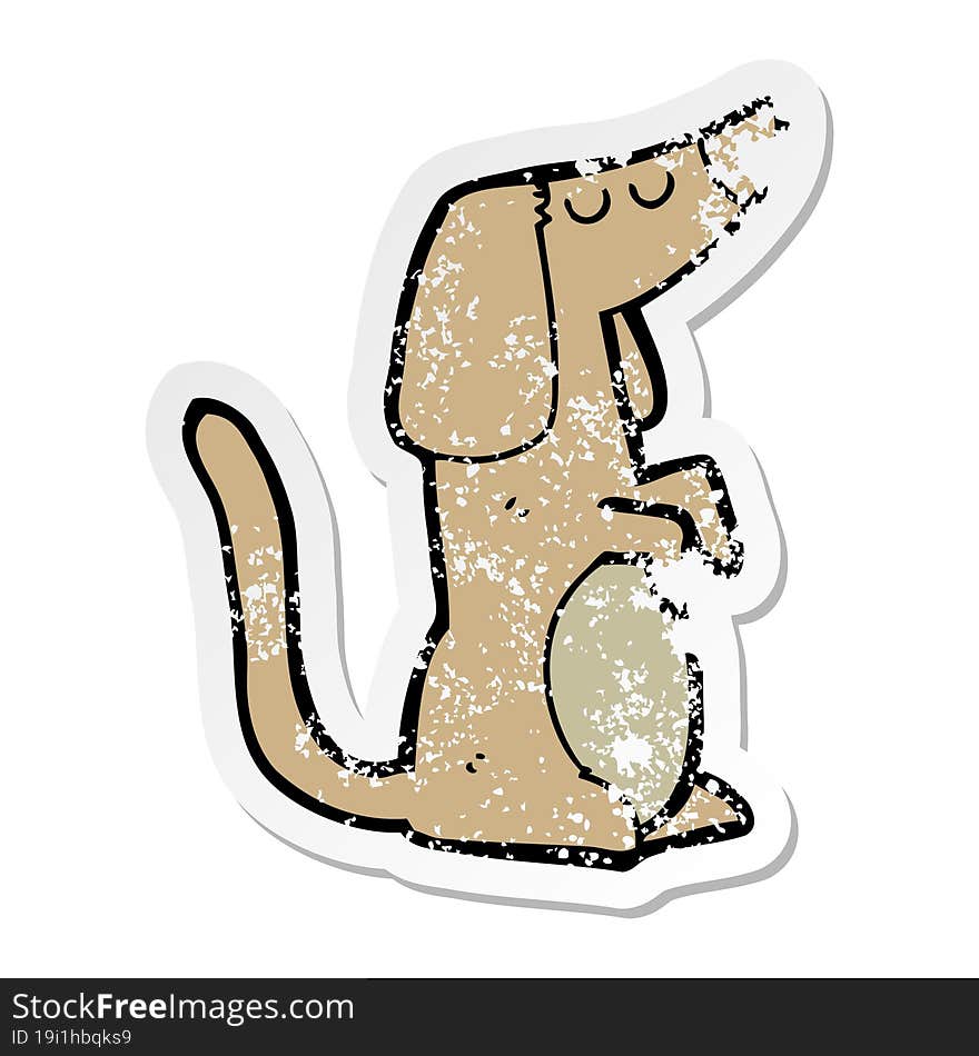 distressed sticker of a cartoon dog