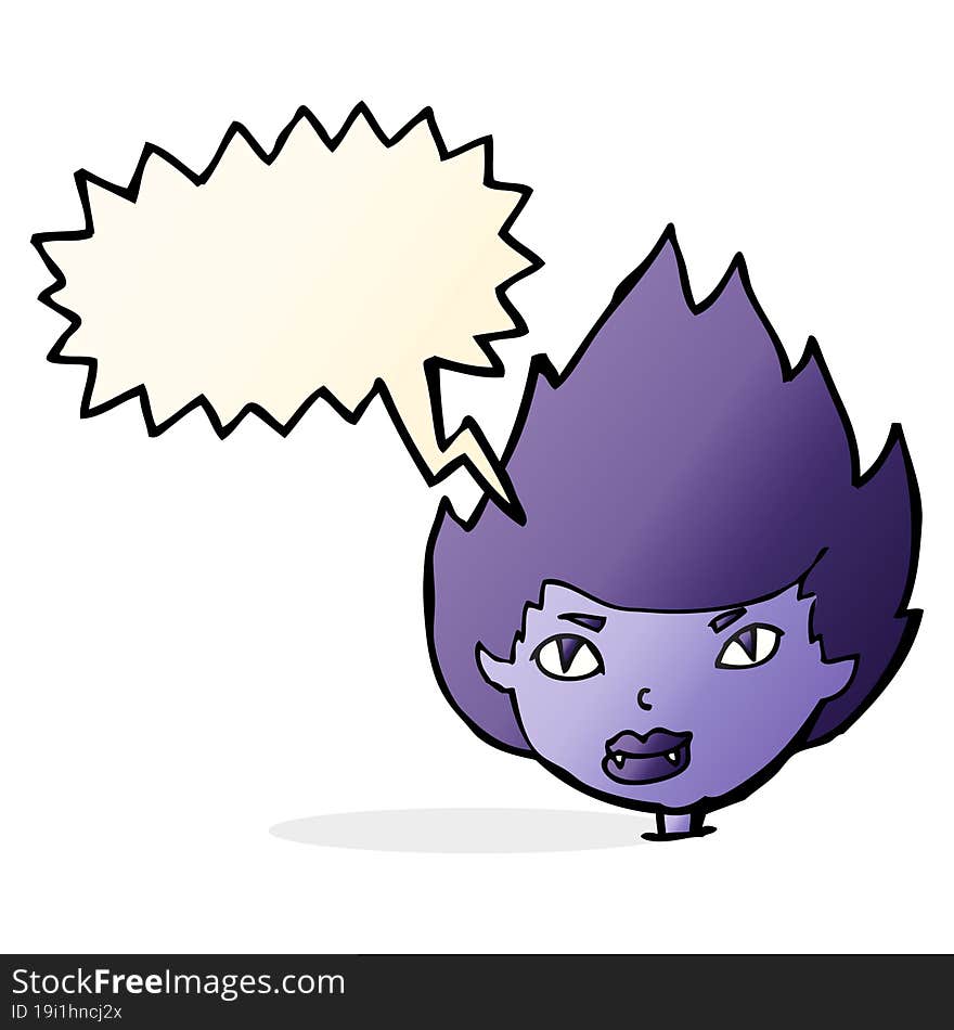 cartoon vampire head with speech bubble